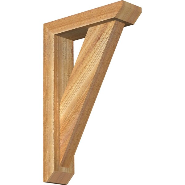 Ekena Millwork Traditional Slat Rough Sawn Bracket w/ Offset Brace, Western Red Cedar, 4"W x 14"D x 22"H BKT0402X14X22TRA06RWR - main